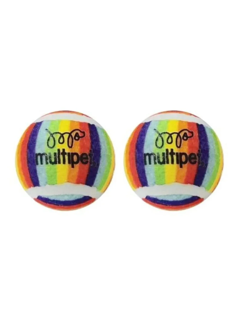 Multipet Rainbow Tennis Ball Cat Toys with Bells, 2-Pack